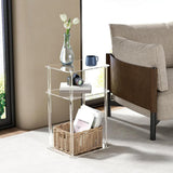 Maxbell Clear NightStand Table Narrow Bedside Table for Living Room 3 Tier End Table