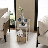 Maxbell Clear NightStand Table Narrow Bedside Table for Living Room 3 Tier End Table