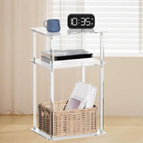 Maxbell Clear NightStand Table Narrow Bedside Table for Living Room 3 Tier End Table