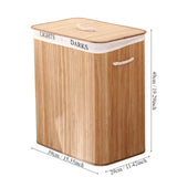 Maxbell Bamboo Laundry Storage Basket Laundry Hamper Bin for Dorm Bedroom Apartments