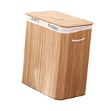 Maxbell Bamboo Laundry Storage Basket Laundry Hamper Bin for Dorm Bedroom Apartments