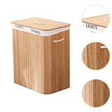 Maxbell Bamboo Laundry Storage Basket Laundry Hamper Bin for Dorm Bedroom Apartments