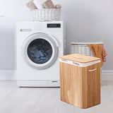 Maxbell Bamboo Laundry Storage Basket Laundry Hamper Bin for Dorm Bedroom Apartments