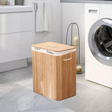Maxbell Bamboo Laundry Storage Basket Laundry Hamper Bin for Dorm Bedroom Apartments
