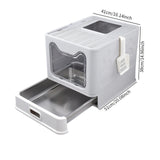 Maxbell Cat Litter Box with Lid Folding Hooded Front Entry Top Exit Kitty Litter Pan Gray
