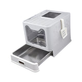 Maxbell Cat Litter Box with Lid Folding Hooded Front Entry Top Exit Kitty Litter Pan Gray