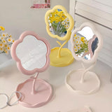 Maxbell Makeup Mirror for Desk Adjustable Flexible Flower Shaped Vanity Mirror Yellow