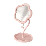 Maxbell Makeup Mirror for Desk Adjustable Flexible Flower Shaped Vanity Mirror Pink