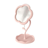 Maxbell Makeup Mirror for Desk Adjustable Flexible Flower Shaped Vanity Mirror Pink