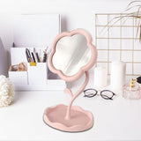Maxbell Makeup Mirror for Desk Adjustable Flexible Flower Shaped Vanity Mirror Pink