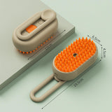 Maxbell 3 in1 Cat Dog Steamy Brush Handheld for Cats and Dogs Massage Pet Hair Brush Khaki