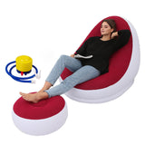 Maxbell Inflatable Lounge Chair with Foot Stool Lazy Sofa for Camping Travel Outdoor Red