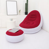 Maxbell Inflatable Lounge Chair with Foot Stool Lazy Sofa for Camping Travel Outdoor Red