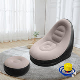 Maxbell Inflatable Lounge Chair with Foot Stool Lazy Sofa for Camping Travel Outdoor Coffee