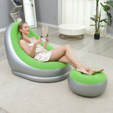 Maxbell Inflatable Lounge Chair with Foot Stool Lazy Sofa for Camping Travel Outdoor Green