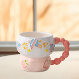Maxbell Ceramic Coffee Mug Creative Cartoon Cereal Mug for Fruit Hot Chocolate Latte Peach