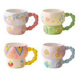 Maxbell Ceramic Coffee Mug Creative Cartoon Cereal Mug for Fruit Hot Chocolate Latte Peach