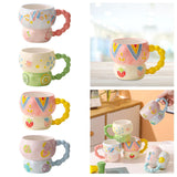 Maxbell Ceramic Coffee Mug Creative Cartoon Cereal Mug for Fruit Hot Chocolate Latte Peach