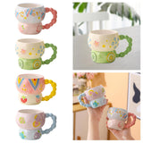 Maxbell Ceramic Coffee Mug Creative Cartoon Cereal Mug for Fruit Hot Chocolate Latte Peach