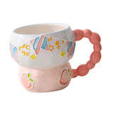 Maxbell Ceramic Coffee Mug Creative Cartoon Cereal Mug for Fruit Hot Chocolate Latte Peach