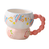 Maxbell Ceramic Coffee Mug Creative Cartoon Cereal Mug for Fruit Hot Chocolate Latte Peach