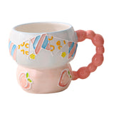 Maxbell Ceramic Coffee Mug Creative Cartoon Cereal Mug for Fruit Hot Chocolate Latte Peach