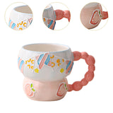 Maxbell Ceramic Coffee Mug Creative Cartoon Cereal Mug for Fruit Hot Chocolate Latte Peach