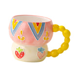 Maxbell Ceramic Coffee Mug Creative Cartoon Cereal Mug for Fruit Hot Chocolate Latte Strawberry