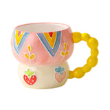 Maxbell Ceramic Coffee Mug Creative Cartoon Cereal Mug for Fruit Hot Chocolate Latte Strawberry