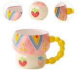 Maxbell Ceramic Coffee Mug Creative Cartoon Cereal Mug for Fruit Hot Chocolate Latte Strawberry