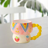 Maxbell Ceramic Coffee Mug Creative Cartoon Cereal Mug for Fruit Hot Chocolate Latte Strawberry