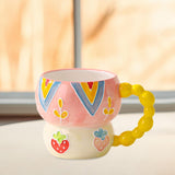 Maxbell Ceramic Coffee Mug Creative Cartoon Cereal Mug for Fruit Hot Chocolate Latte Strawberry