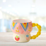 Maxbell Ceramic Coffee Mug Creative Cartoon Cereal Mug for Fruit Hot Chocolate Latte Strawberry
