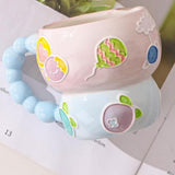 Maxbell Ceramic Coffee Mug Creative Cartoon Cereal Mug for Fruit Hot Chocolate Latte Blueberry