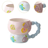 Maxbell Ceramic Coffee Mug Creative Cartoon Cereal Mug for Fruit Hot Chocolate Latte Blueberry