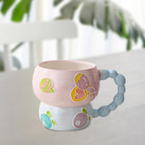 Maxbell Ceramic Coffee Mug Creative Cartoon Cereal Mug for Fruit Hot Chocolate Latte Blueberry