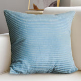 Maxbell Corduroy Pillow Cover Home Decor Zipper Cushion Cover for Bedroom Sofa Hotel Light Blue