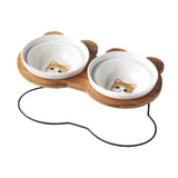 Maxbell Tilted Dog Bowls Neck Protection Pet Bowls Anti Slip Elevated Dog Water Bowl Yellow Cat