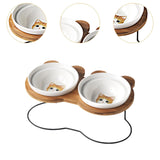 Maxbell Tilted Dog Bowls Neck Protection Pet Bowls Anti Slip Elevated Dog Water Bowl Yellow Cat