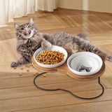 Maxbell Tilted Dog Bowls Neck Protection Pet Bowls Anti Slip Elevated Dog Water Bowl Gray Cat