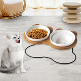 Maxbell Tilted Dog Bowls Neck Protection Pet Bowls Anti Slip Elevated Dog Water Bowl Fishbone