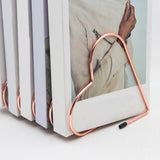 Maxbell Book Stand Flexible Desk Book Storage Rack for Table Decor Living Room Hotel Rose Gold