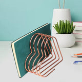 Maxbell Book Stand Flexible Desk Book Storage Rack for Table Decor Living Room Hotel Rose Gold