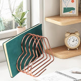 Maxbell Book Stand Flexible Desk Book Storage Rack for Table Decor Living Room Hotel Rose Gold