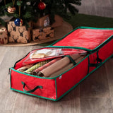 Maxbell Gift Wrap Organizer Bag Wrapping Paper Storage Container for Christmas Gifts Red