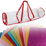 Maxbell Christmas Wrapping Paper Storage Bag with Zipper Storage Wrap Organiser Red