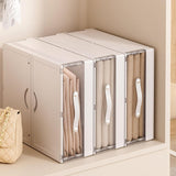 Maxbell Bedding Organizer Dustproof Stackable Lidded Storage Bin for Blanket Clothes White