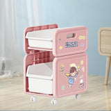 Maxbell Cart with Caster Wheels 2 Tiers Backpack Organizer for Living Room Apartment Pink