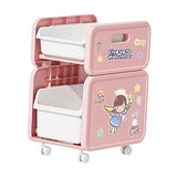 Maxbell Cart with Caster Wheels 2 Tiers Backpack Organizer for Living Room Apartment Pink