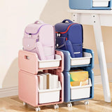 Maxbell Cart with Caster Wheels 2 Tiers Backpack Organizer for Living Room Apartment Pink